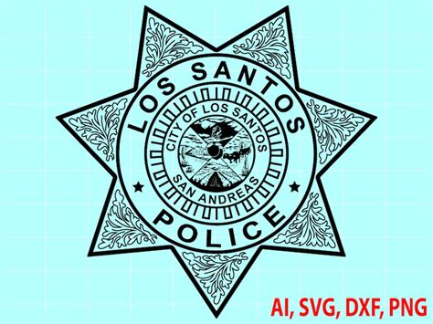 State of San Andreas City of Los Santos Police Badge, Logo, Seal, Custom, Ai, Vector, SVG, DXF ...