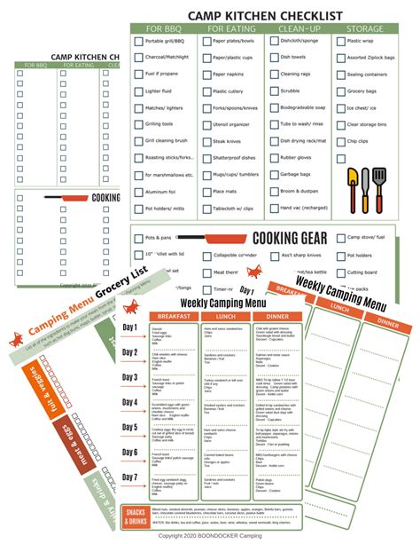 FREE Camp Kitchen checklists and meal planner - Boondocker Camping