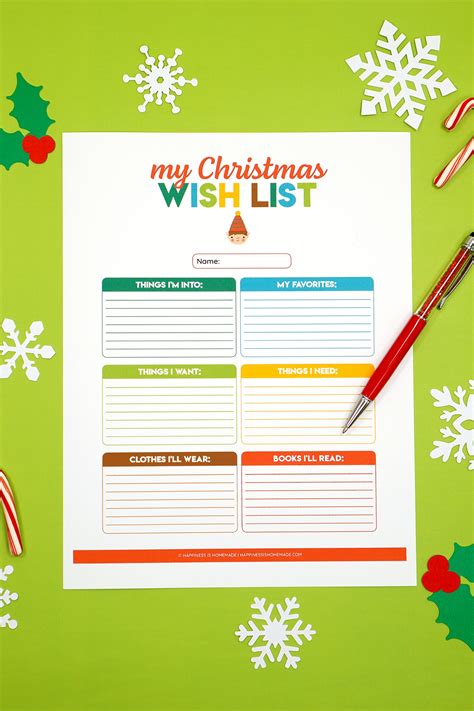 Printable Christmas Wish List for Kids & Adults - Happiness is Homemade