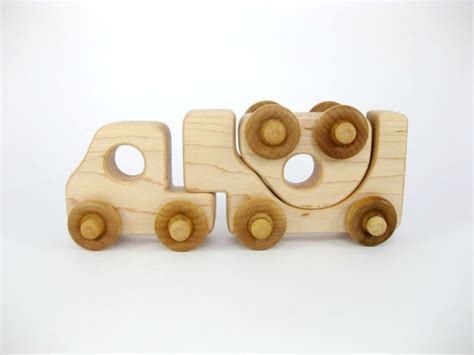 Wood Toy Car Transporter Truck natural wooden toy