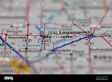 Monticello Indiana USA shown on a geography map or road map Stock Photo ...