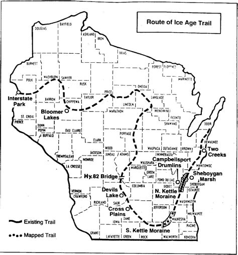 Ice Age Trail Map | Ice age trail, Brookfield wisconsin, River float