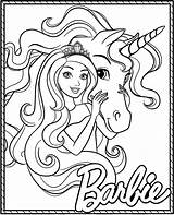 Unicorn & Barbie coloring page sketch template