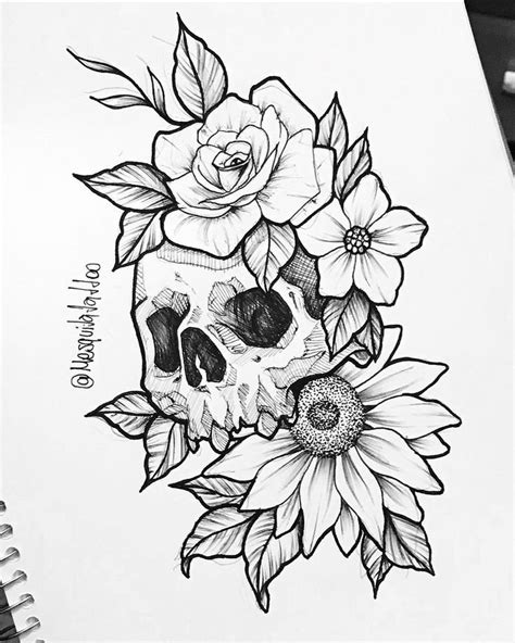 Pin by Iasmin Azevedo on ART | Floral skull tattoos, Tattoo design drawings, Skulls drawing