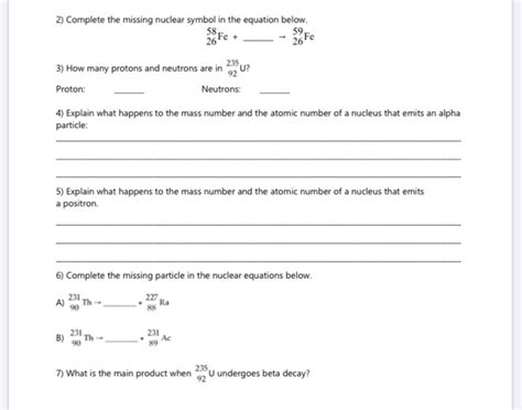 Solved 2) Complete the missing nuclear symbol in the | Chegg.com