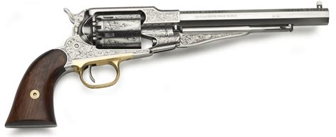 Revolver à Poudre Noire Pietta REMINGTON 1858 ''Nickelé Gravé'' cal.44 - Armurerie Lavaux