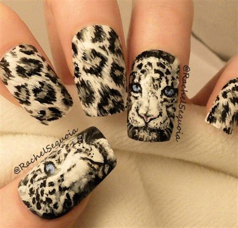 Snow Leopard. | Leopard print nails, Leopard nails, Animal print nails art