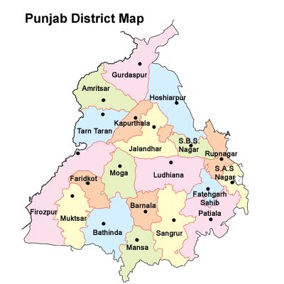 Punjab State Map With Districts - China Map Tourist Destinations