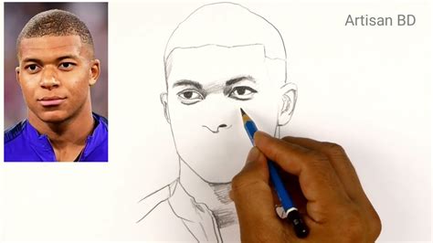 Drawing of Kylian Mbappe / Step by Step Easy Pencil Sketch / Mbappe ...