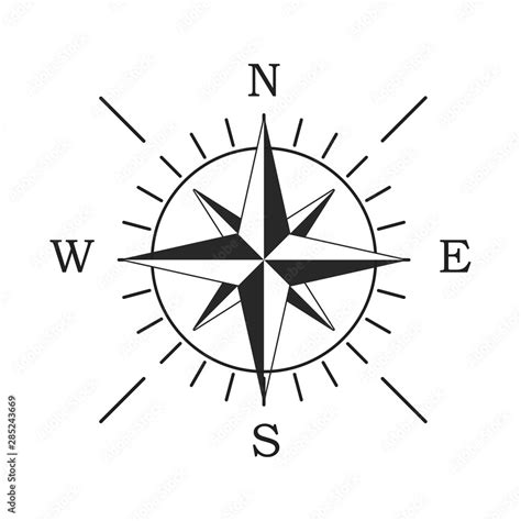 Compass icon. Location symbol. West north south east indicator. Navigation element. Stock Vector ...