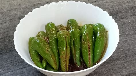 Bharwa Moti Hari Mirch Ka Achar (Stuffed Large Green Chili Pickle ...