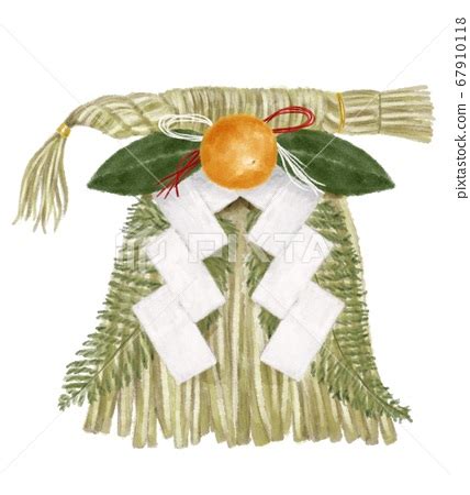 Shimenawa New Year watercolor style illustration - Stock Illustration ...