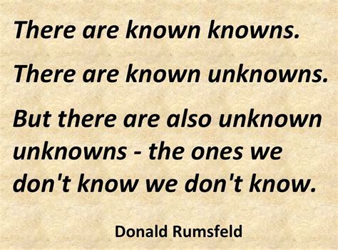 The Known Knowns, the Known unknowns and the Unknown unknowns. | Known ...