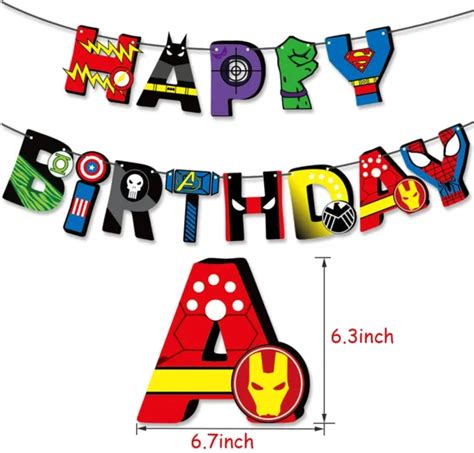 MARVEL HAPPY BIRTHDAY Banner Kids Hanging Bunting Foil Balloons Party Decoration £2.99 - PicClick UK