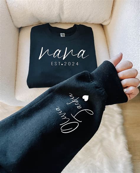 Custom Nana Sweatshirt With Children Name on Sleeve, Nana Sweatshirt, Gift for Mom, Mothers Day ...