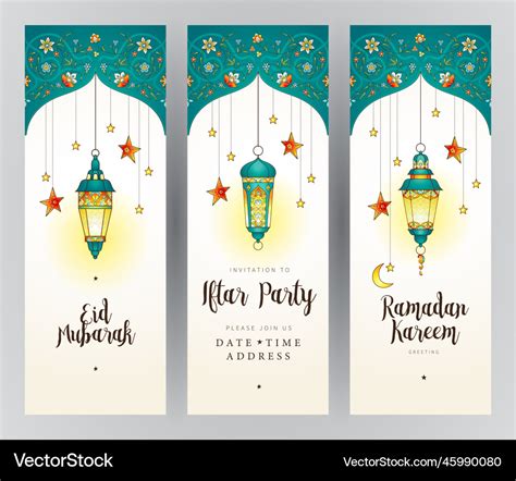 Set of ramadan kareem greeting cards Royalty Free Vector