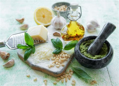 Green basil pesto 9857423 Stock Photo at Vecteezy