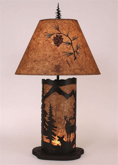 Small 32" H Deer Scene Panel Night Table Lamp | Free Shipping – Cabin and Lodge