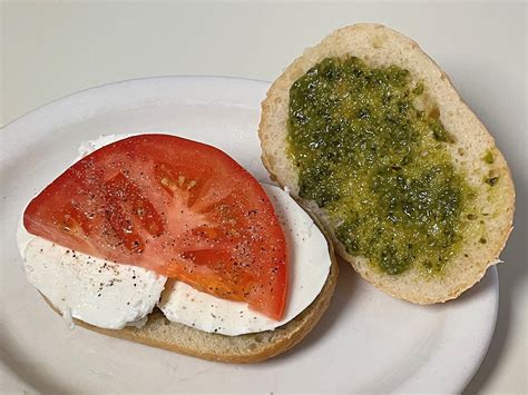 Tomato, Mozzarella, Basil Pesto Sandwich — #LarrysKitchen