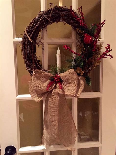 Christmas candle wreath Candle Wreaths, Grapevine Wreath, Christmas ...