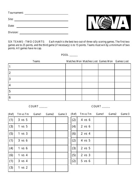 Volleyball Schedule Template