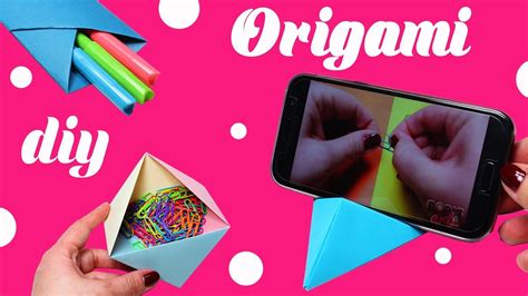 How To Make Origami Paper Phone Holder - Easy DIY - YouTube