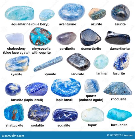 Set of Various Blue Gemstones with Names Isolated Stock Image - Image ...