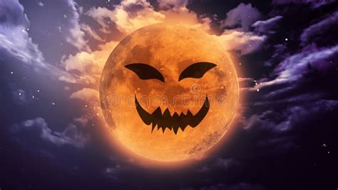 Terrible Pumpkin Face Halloween Moon Stock Illustration - Illustration of grunge, cross: 61142555