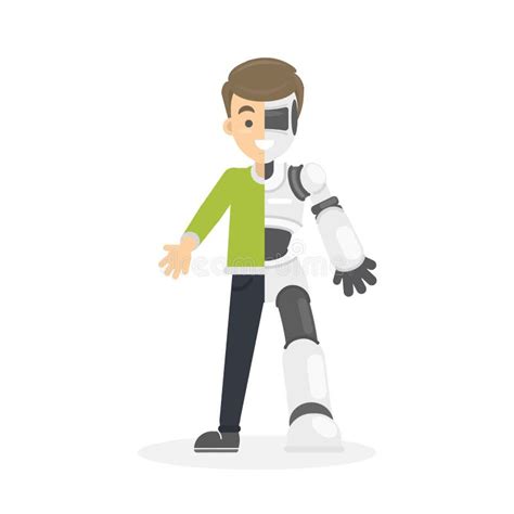 Half Human Half Robot stock illustration. Illustration of render - 47413275