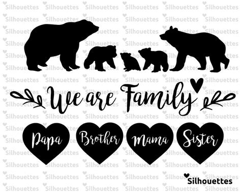 SVG We are family bear silhouette svg dxf eps jpg | Etsy