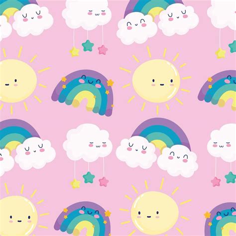 Cute rainbows and sun pattern background 1376718 Vector Art at Vecteezy