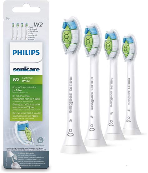 Philips Sonicare W2 Optimal White BrushSync Enabled Replacement Brush Heads 4 Packs Black ...