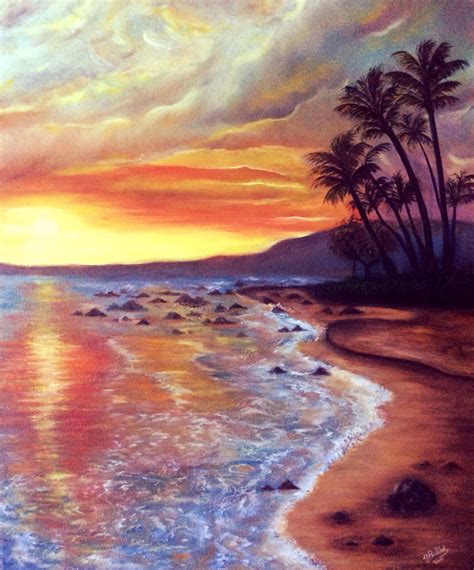 Sunset on the beach oil painting on canvas by Yasminesweet on DeviantArt