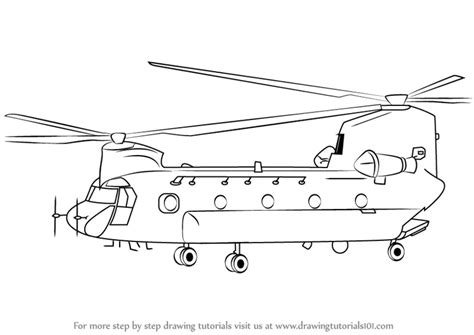 How to Draw a Boeing CH-47 Chinook Helicopter (Military) Step by Step | DrawingTutorials101.com