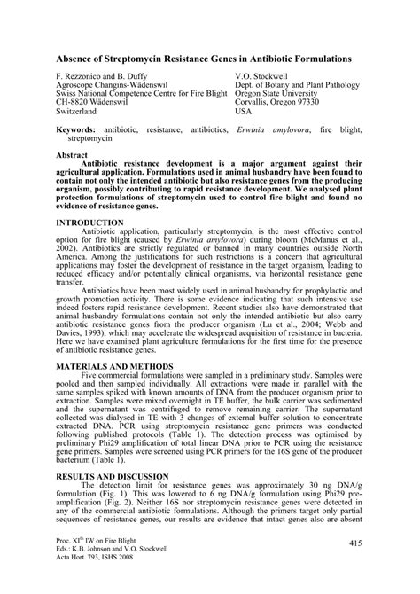 (PDF) Absence of streptomycin resistance genes in antibiotic formulations