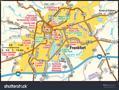 Frankfort Kentucky Area Map Stock Vector (Royalty Free) 163577036 | Shutterstock