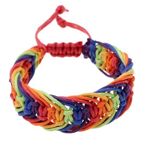 New Lesbian Rainbow Pride Wristband Braided Colorful Leather Cord ...