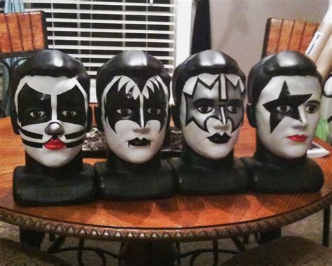 "KISS" faces I painted on dummy heads for our sons band room | Kiss band costume, Kiss costume ...