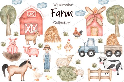 Watercolor Farm Collection | Animal Illustrations ~ Creative Market