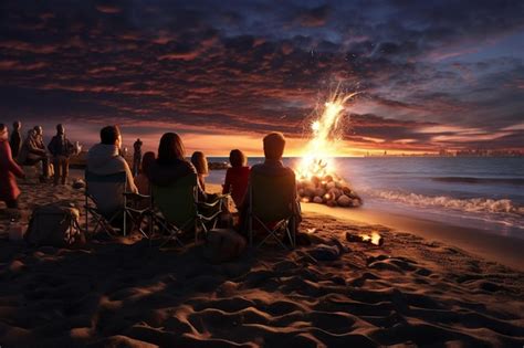 Premium AI Image | man and his friends organized a New Year's bonfire ...