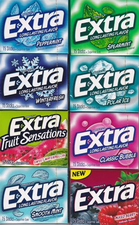 Wrigley'S Extra Sugar Free Gum 15 Stick Gum | Extra gum flavors, Sugar ...