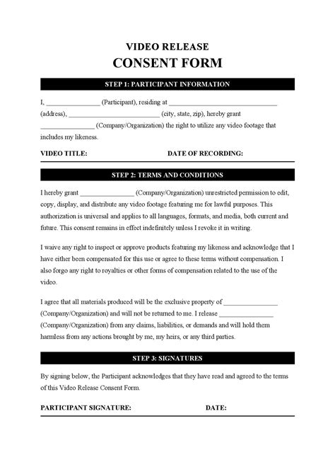 Video Release Form Template - Free Download - Easy Legal Docs