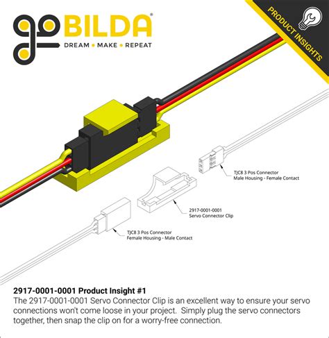 Servo Connector Clip (Yellow) - 6 Pack - goBILDA