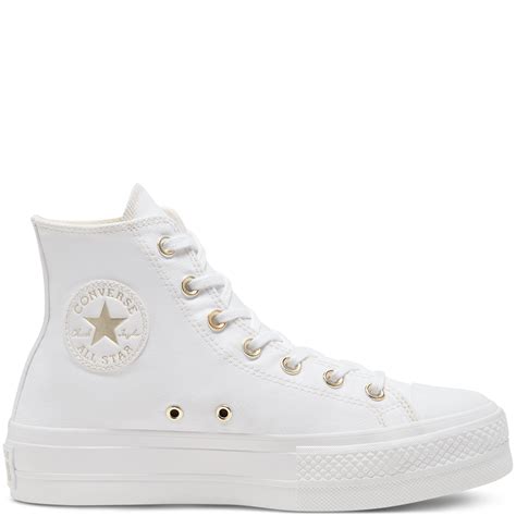 Chuck Taylor All Star Elevated Gold Platform à tige montante pour Femme White grande taille ...