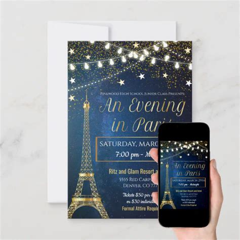 A Night in Paris Prom Invitation | Zazzle