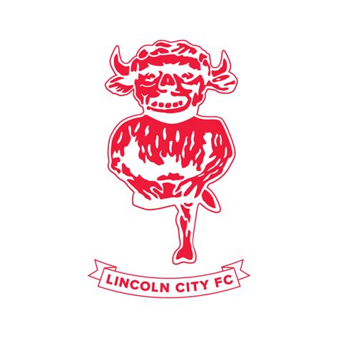 a red and white drawing of a demon with the words lincoln cityfc on it