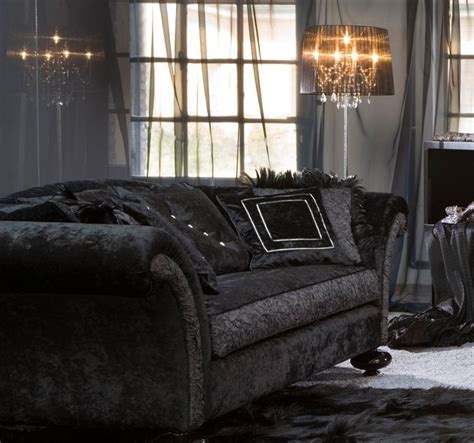 Living Room Decor with a Black Velvet Sofa