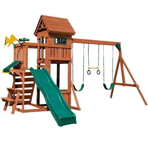 Swing-N-Slide Playsets Playful Palace Wood Complete Playset-PB 8331 - The Home Depot