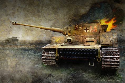 tiger tank faces T34 eastern front Painting by R christopher Vest