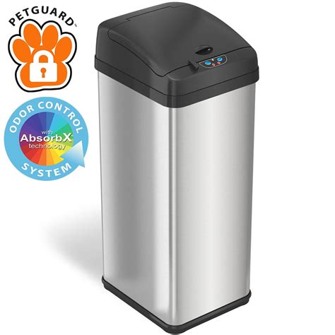 iTouchless Square Automatic Sensor 13 gal Trash Can, Stainless Steel - Walmart.com